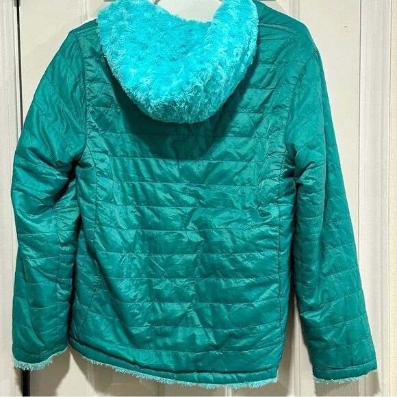 Eddie Bauer reversible puffer hooded jacket, youth girls Large size 14 - Picture 9 of 10